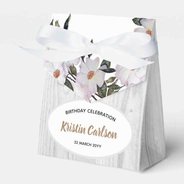 Ballotins Aquarelle rose Roses Argent gris Motif en bois (Verso)