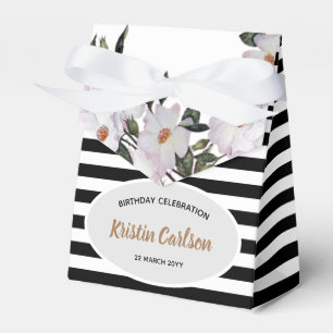 Ballotins Aquarelle rose Roses noir blanc rayures Motif