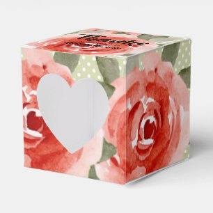Ballotins Aquarelle Roses Rouges Découpe en forme de cœur de