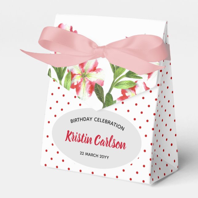 Ballotins Aquarelle Rouge Petunias Rouge Blanc Pois (Verso)