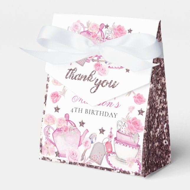 Ballotins Aquarelle Tea Party Parties scintillant rose perso (Verso)