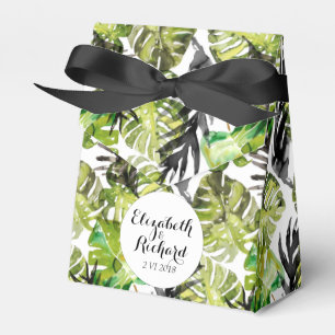 Ballotins Aquarelle Tropical Feuille mariage monogramme