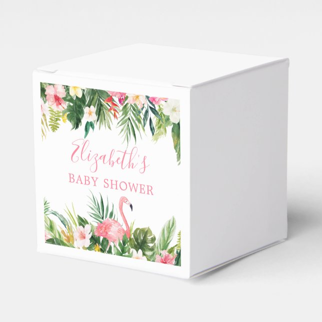 Ballotins Aquarelle Tropical Floral Rose Flamant rose Douche (Verso)