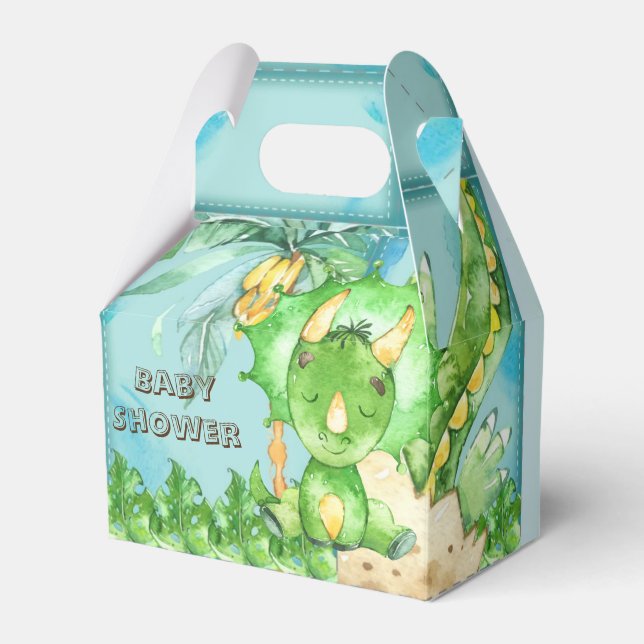 Ballotins Aquarelle Vert Tricératops Baby shower garçon (Verso)