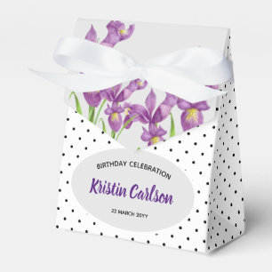 Ballotins Aquarelle violet Irises avec Polkadot noir blanc
