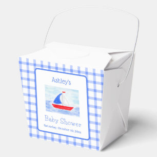 Ballotins Aquarelle Voilier Blue Check Baby shower Cadeau