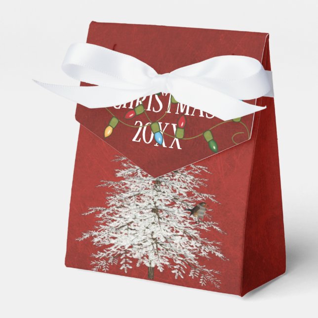 Ballotins arbre de Noël blanc sur rouge (Verso)