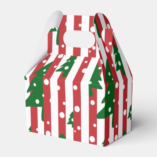 Ballotins Arbre de Noël moderne motif rouge vert rayé (Verso)