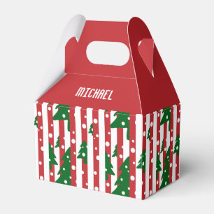 Ballotins Arbre de Noël moderne motif rouge vert rayé