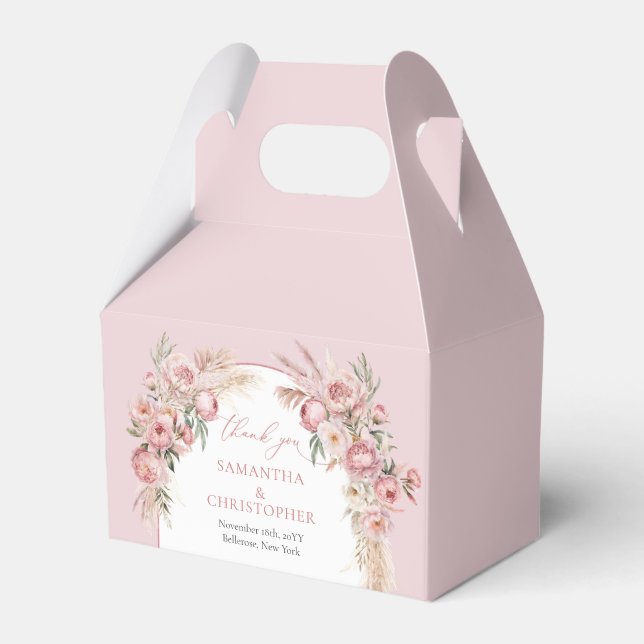 Ballotins Arche Boho Aquarelle rose pâle fleurs pampas (Verso)