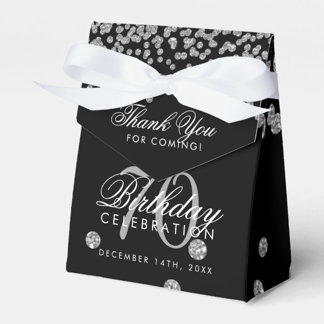 Ballotins Argent 70e anniversaire Merci Confetti Noir (Verso)