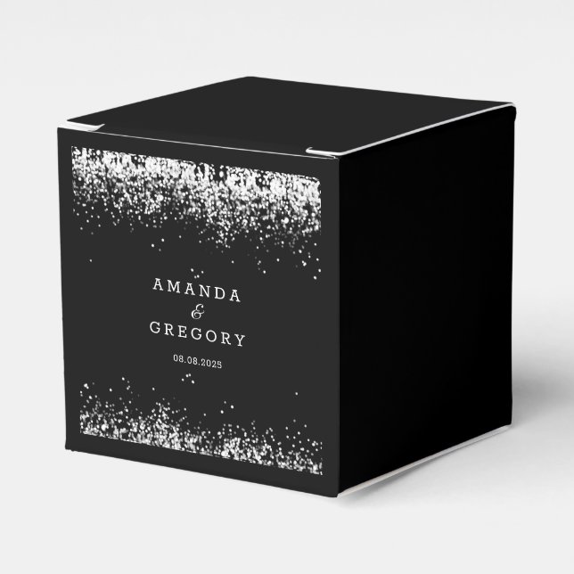 Ballotins Argent noir | Boîte de Faveur Mariage Glittering (Verso)