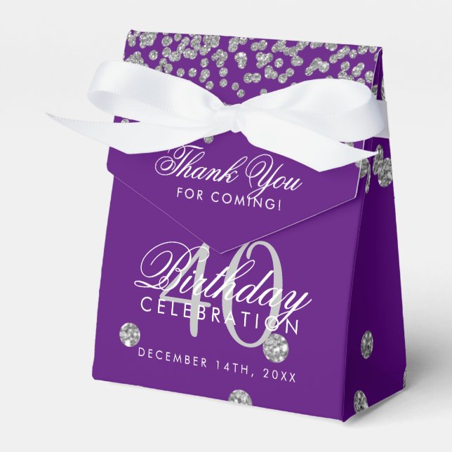 Ballotins Argent violet 40e anniversaire Merci Confetti (Verso)