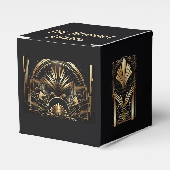 Ballotins Art-Déco Black & Gold Party Favoriser Fa Personnal (Verso)