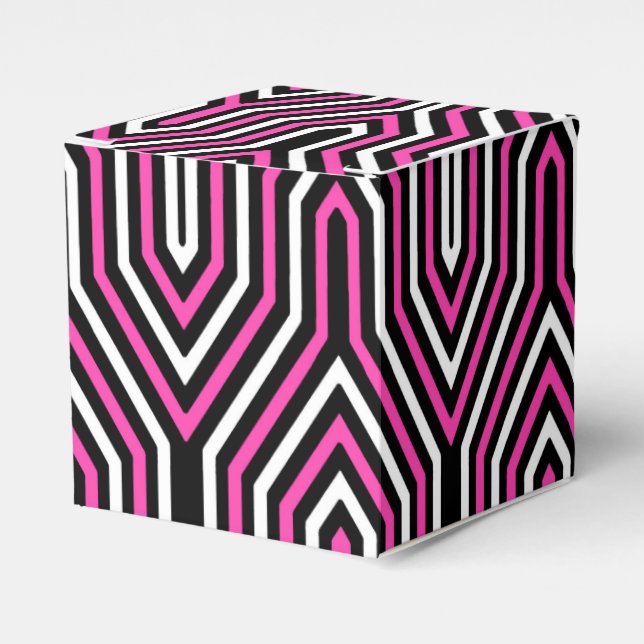 Ballotins Art Déco Géométrique - rose fushia, noir et blanc (Verso)