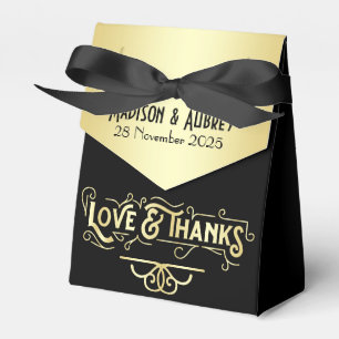 Ballotins Art Déco Mariage Amour & Merci Gold Black Faveur