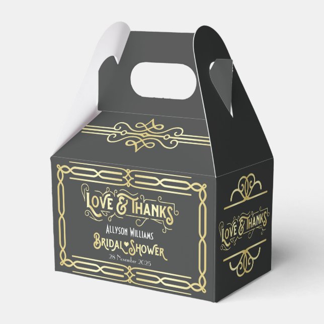 Ballotins Art Déco Mariage Love & Thanks Gold Blue Favor (Verso)