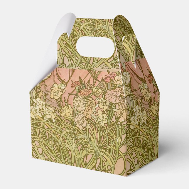 Ballotins Art Nouveau Alfonse Mucha fleurs d'oeillets floral (Verso)