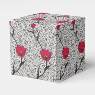 Ballotins Art Nouveau Tulip Damask, gris et rouge