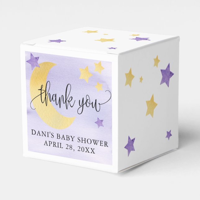 Ballotins Au-dessus de la lune, Baby shower pourpre Étoiles  (Verso)