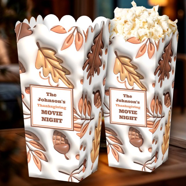 Ballotins Automne Feuilles Thankgiving Nom Movie Night Popco (Fall Leaves Thanksgiving Name Movie Night Popcorn Favor Boxes)