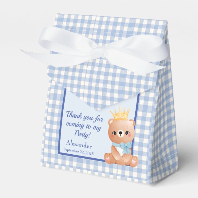 Ballotins Baby Bear Blue Checker fête d'anniversaire (Verso)