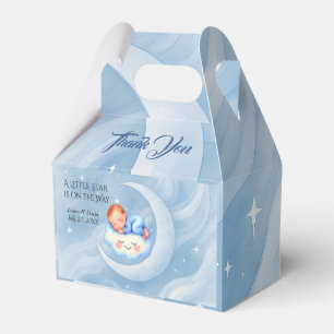 Ballotins Baby Boy Douche Invitation Lune Étoiles Aquarelle
