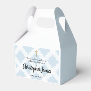 Ballotins Baby Boy Personnalisé Baptême Blue Gold Cross Favo
