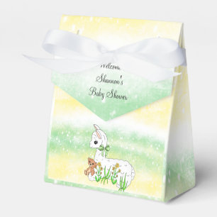 Ballotins Baby Llama Baby shower vert et jaune