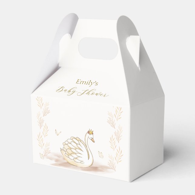 Ballotins Baby shower à papillon de cygne Gold Elegance (Verso)