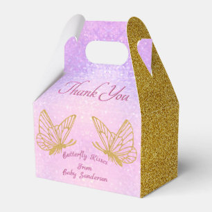 Ballotins Baby shower à papillon rose et or