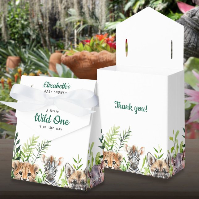 Ballotins Baby shower Animaux de Safari nature mignonne (Cute Wild One Safari Animals Baby Shower Favor Boxes)