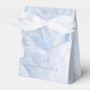 Ballotins Baby shower Bleu de flocons d'hiver d'argent conge