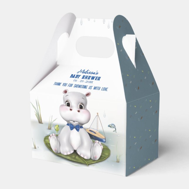 Ballotins Baby shower bleu Hippo (Verso)