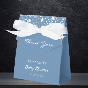 Ballotins Baby shower bleu poussiéreux blanc étoiles merci