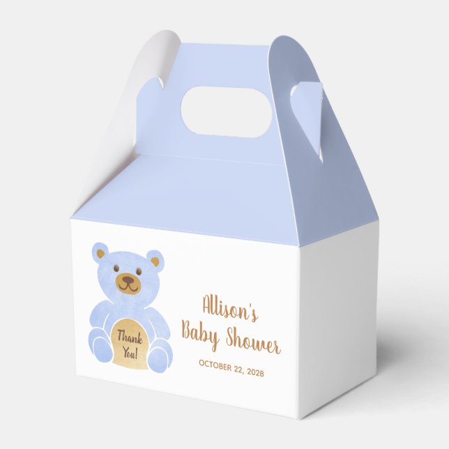 Ballotins Baby shower Bleu Teddy Ours Merci (Verso)