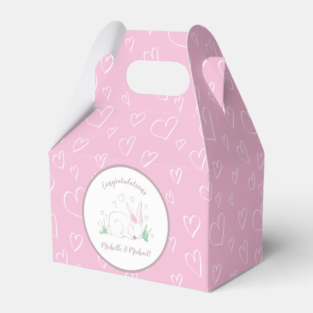 Ballotins Baby shower Bunny rose Bois Aquarelle (Verso)