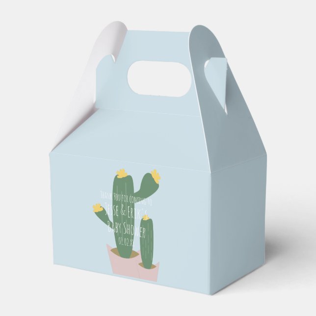 Ballotins Baby shower Cactus Cupcakes Merci bleu rose (Verso)