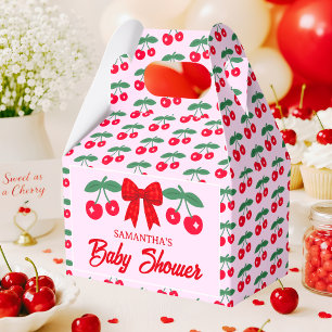 Ballotins Baby-Shower Cerise Boîte de Faveur de Ruban Gingha