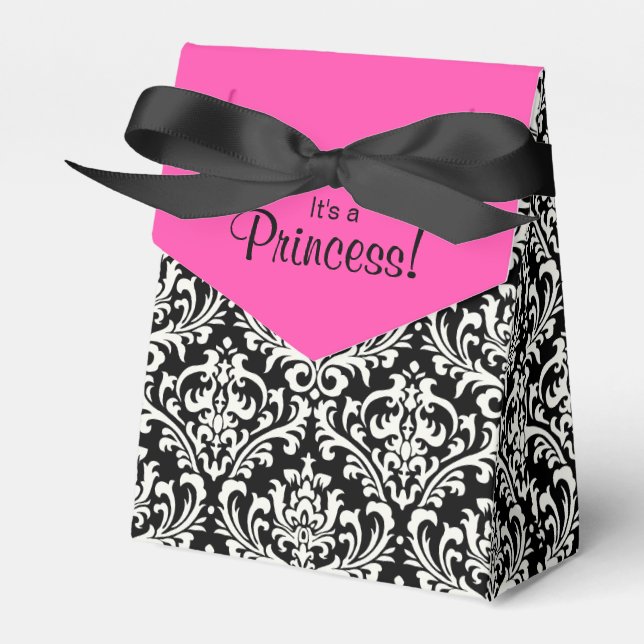 Ballotins Baby shower Damas rose et noir (Verso)