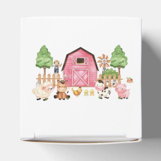 Ballotins Baby shower d'animaux de ferme roses (Haut)