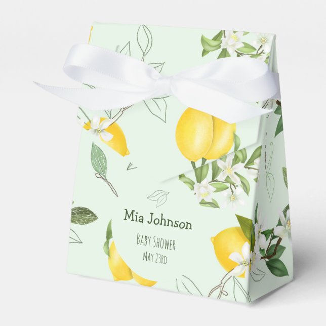 Ballotins Baby shower d'aquarelle aux citrons en fleurs mign (Verso)