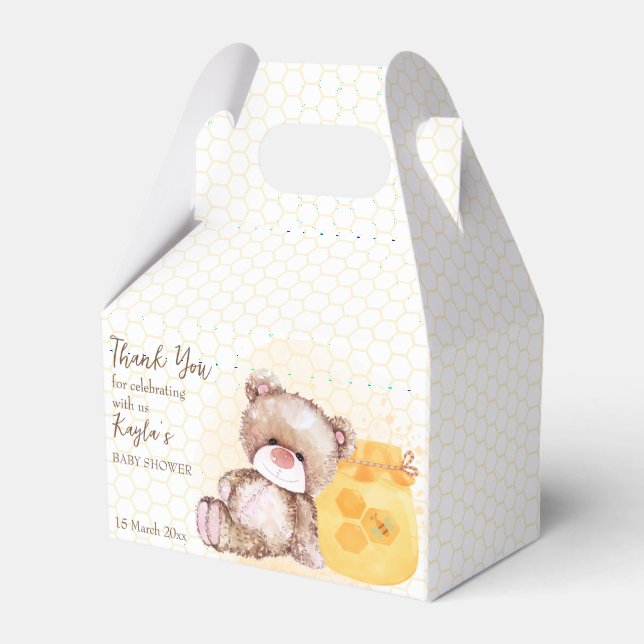 Ballotins Baby shower d'attente de l'ours en peluche de miel (Verso)