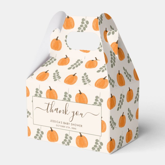 Ballotins Baby shower d'automne Citrouille mignon Eucalyptus (Verso)