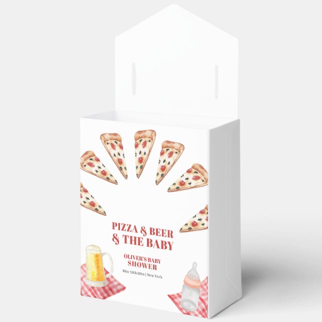 Ballotins Baby shower de bières de pizza moderne Rustique (Ouvrir)