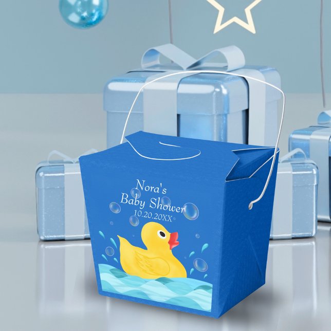 Ballotins Baby shower de bulles de caoutchouc doux (Delight guests with adorable Rubber Ducky Bubbles Baby Shower Favor Boxes, a sweet addition.)