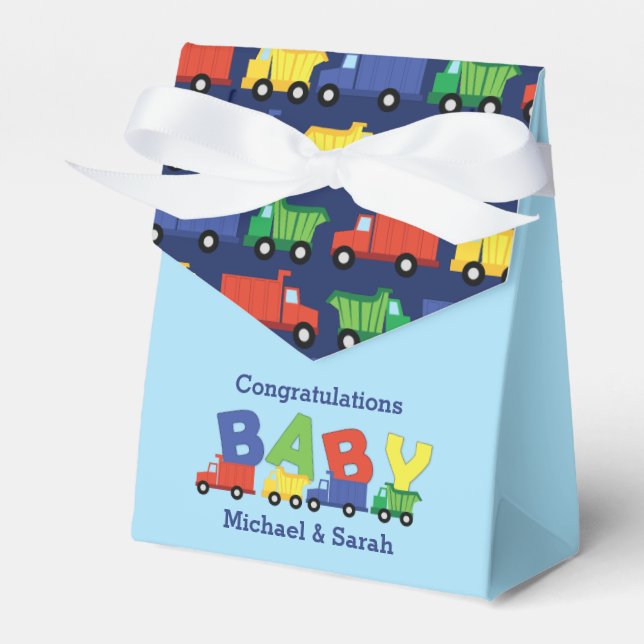 Ballotins Baby shower de camion de construction (Verso)
