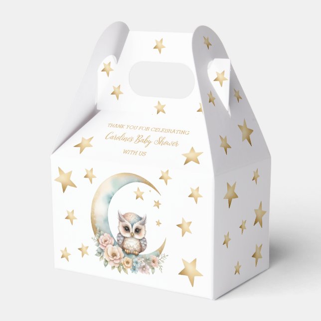 Ballotins Baby shower de chouette à aquarelle mignonne (Verso)