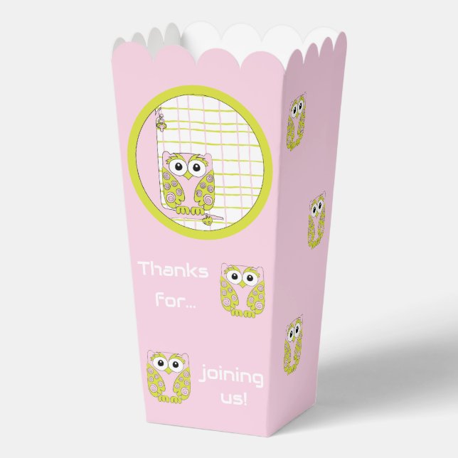 Ballotins Baby shower de Chouette rose (Recto)