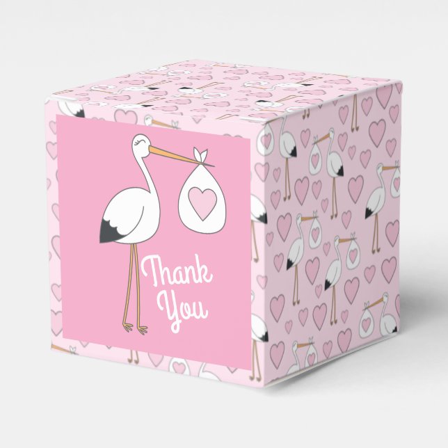 Ballotins Baby shower de cigogne rose (Verso)